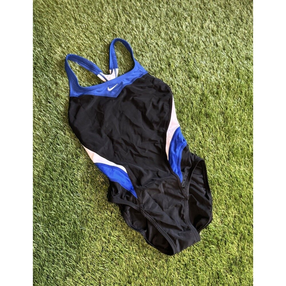 Nike NX Swim Womens Size 4 Black & Blue Sport Racerback One Piece Swimsuit New